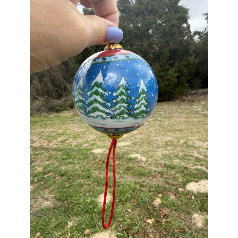 Les Hans? Wolf Coyote Dog Christmas Ornament Blown Glass Inside Painted 3"